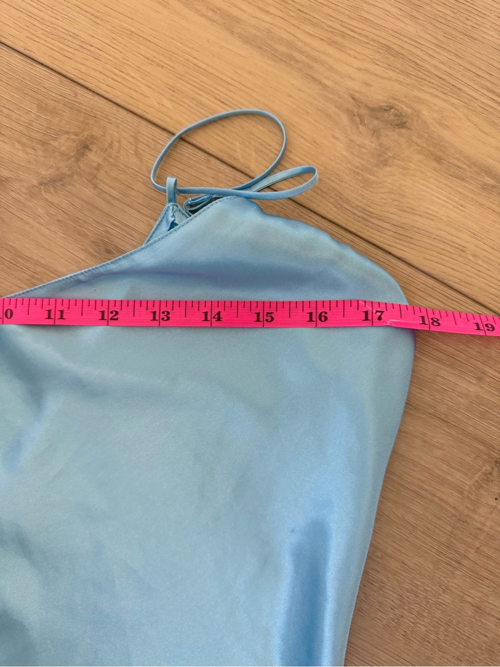 La Senza Blue Satin Slip Dress Y2K Lace Trim Maxi Nightgown Size M - Picture 9 of 9